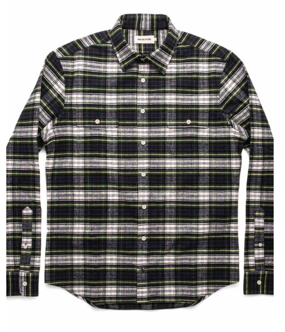 Taylor Stitch Yosemite Shirt Navy Tartan Flannel Button Down Shirt 44 XL